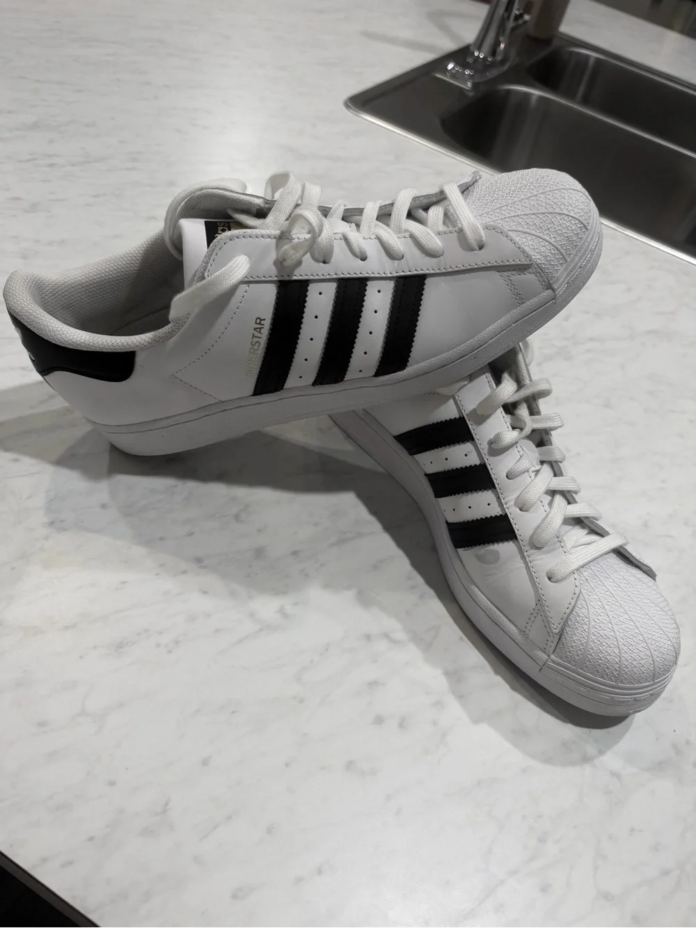 adidas White Sneakers with Black Stripes